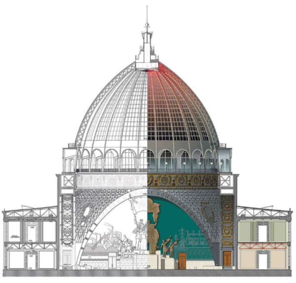 Restoration of the Cosmos Pavilion at VDNKh. Crosswise section Copyright: � MB-project