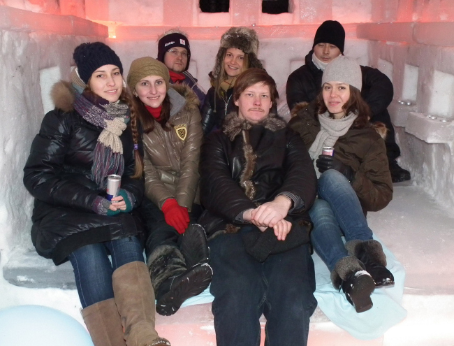 Ice hotel living space.    . MOROZ city, , 2012.