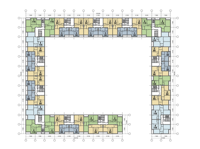 План типового этажа (юг) © ТПО «Резерв», SPEECH