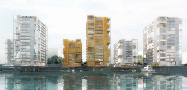 Жилые башни в Баакенхафен © Shigeru Ban Architects Europe