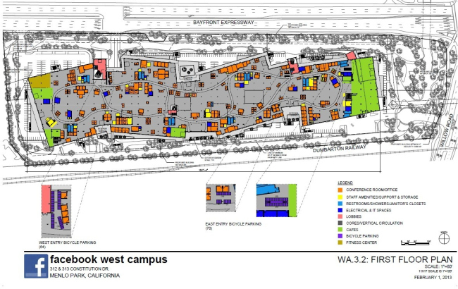 Западный кампус компании Facebook. Вариант 02/2013. Изображение с сайта menlopark.org