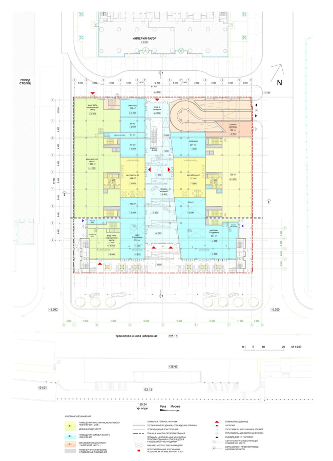 Архитектурная концепция многофункционального комплекса «Империя Тауэр – вторая очередь» в составе ММДЦ «Москва-Сити». План на уровне внутренней улицы Архитектурная концепция многофункционального комплекса «Империя Тауэр – вторая очередь» в составе ММДЦ «Москва-Сити». План на уровне внутренней улицы