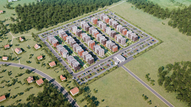 "Dutch Quarter" residential complex in Ivanteevka. Bird's eye view. Project, 2013  UNK project