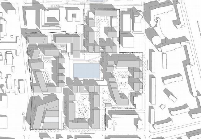 The concept for building a residential area in Moscow′s district of Khamovniki