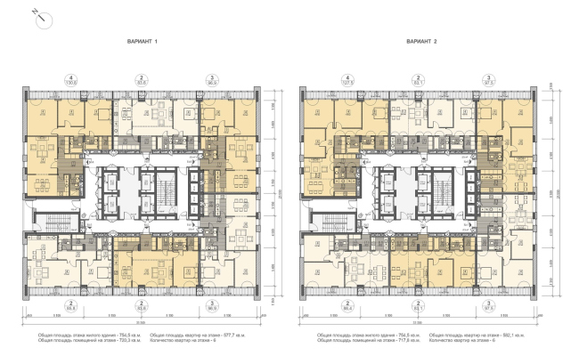 Концепция жилого комплекса на Рублевском шоссе. Корпус 2, план типового этажа  © «Сергей Скуратов ARCHITECTS»