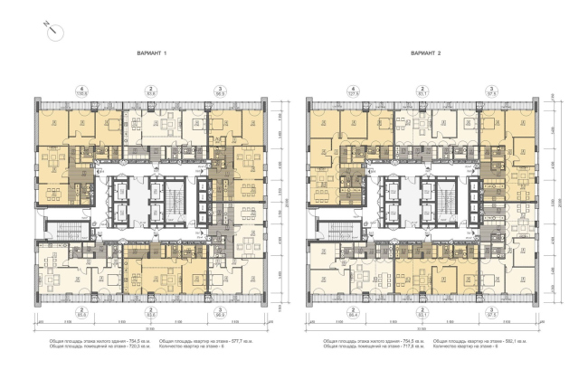 Концепция жилого комплекса на Рублевском шоссе. Корпус 3, план типового этажа © «Сергей Скуратов ARCHITECTS»