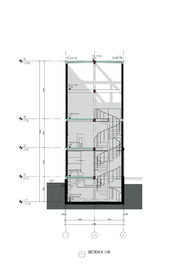Вертикальный стеклянный дом © Atelier FCJZ