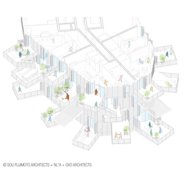 Башня Arbre Blanc © Sou Fujimoto Architects, Nicolas Laisn&#233; Associ&#233;s, Manal Rachdi Oxo Architectes