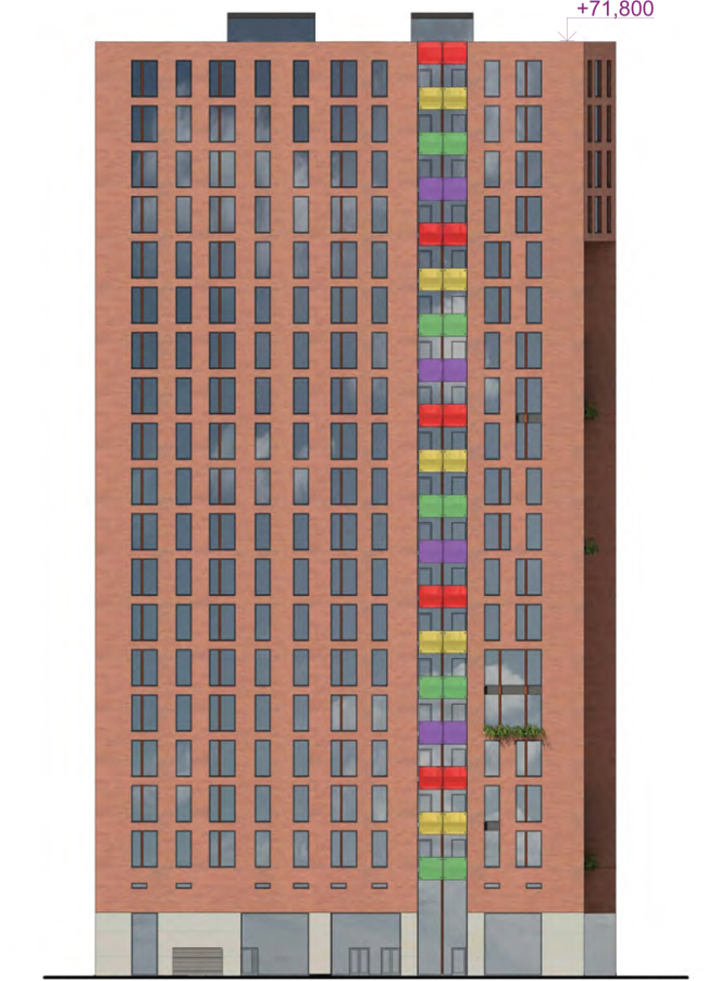 Многофункциональный жилой комплекс на улице Вавилова. Фасад. Проект, 2013 © Архитектурная мастерская «Группа АБВ»