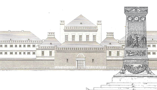 Инстербургская тюрьма и памятник на месте смерти Барклая-де-Толли, проекты Карла Фридриха Шинкеля. Изображение предоставлено Дмитрием Сухиным