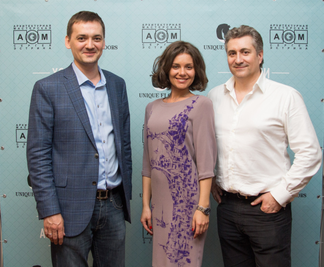 Федор Белобородов, основатель Unique Floors, Валерия Данилова, компания Unique Floors, в платье с рисунком Сергея Эстрина, архитектор
Сергей Эстрин © Дмитрий Тукеев Федор Белобородов, основатель Unique Floors, Валерия Данилова, компания Unique Floors, в платье с рисунком Сергея Эстрина, архитектор
Сергей Эстрин © Дмитрий Тукеев