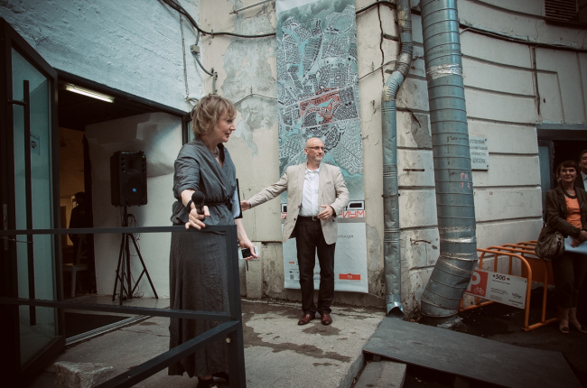 Irene Korobyina and Vladimir Bindeman at the inauguration of "Architecturium City" Exhibition � "Architecturium"/ Yuri Pankratov