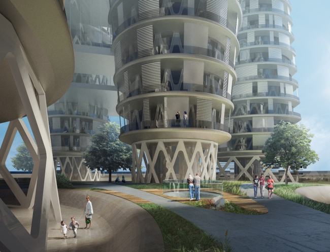 Project of the skyscraper upon the Arcology concept for Hong-Kong. 2014 � TOTEMENT / PAPER