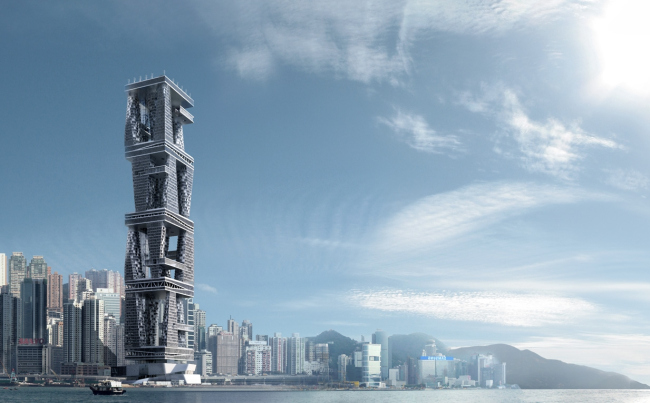 Project of the skyscraper upon the Arcology concept for Hong-Kong. 2014  TOTEMENT / PAPER