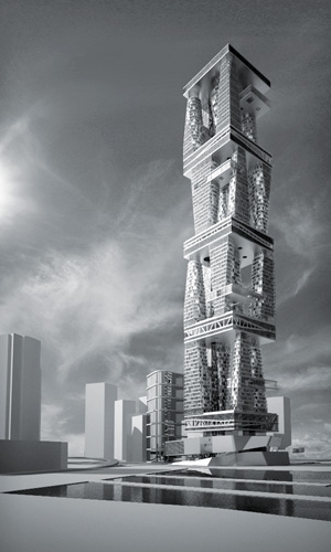 Project of the skyscraper upon the Arcology concept for Hong-Kong. 2014  TOTEMENT / PAPER