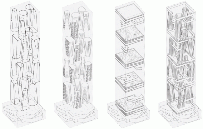 Structure: levels, platos, glazing  TOTEMENT / PAPER