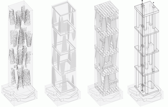 Structure: screens, lamellae, building structural system, vertical communication  TOTEMENT / PAPER