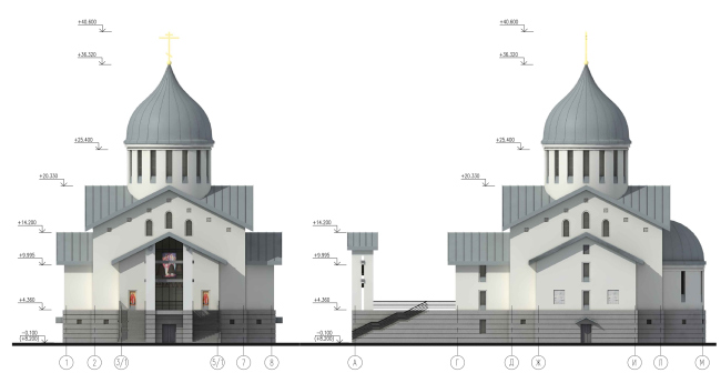 Facade in the axes 1-8 © Eugene Gerasimov and Partners