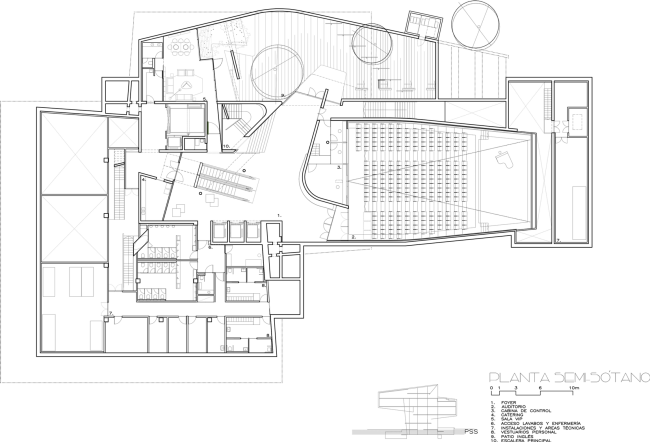 Культурный центр CaixaForum в Сарагосе | План цокольного этажа © Estudio Carme Pinós