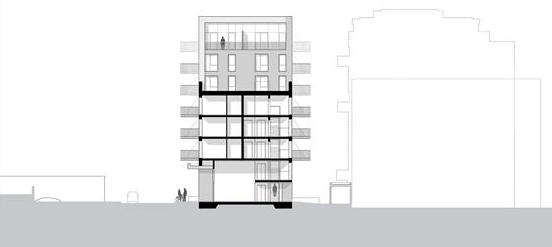 Bridport House. Поперечный разрез © Karakusevic Carson Architects