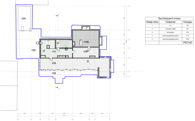 Схема плана 7 этажа. Гостиница с апартаментами и подземной автостоянкой в Электрическом переулке, 2014 © Мастерская архитектора Бавыкина