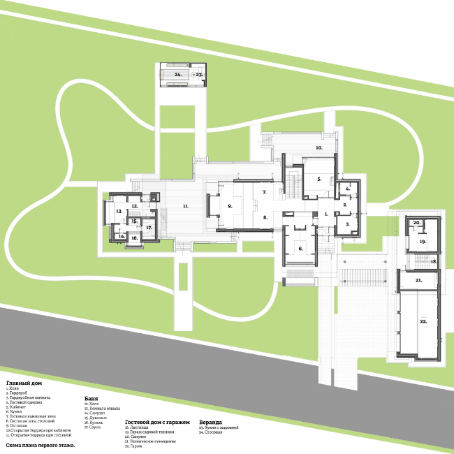 Country house in Moscow area. Plan of the first floor  Fourth dimension