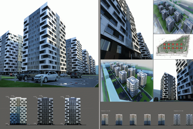 Многоквартирный жилой комплекс «Европа Сити» на проспекте Медиков. Конкурсный проект фасадов башен