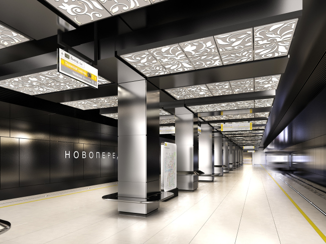 Дизайн станции метро «Новопеределкино» © United Riga Architects