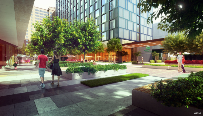 Hotel and shopping complex at the Leninsky Avenue. Inside public square � ADM Studio