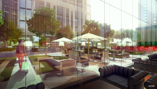 Hotel and shopping complex at the Leninsky Avenue. Organization of the inside square � ADM Studio