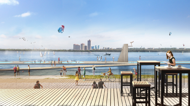 Strogino. Concept of the riverfront development of the Moskva River  Meganom