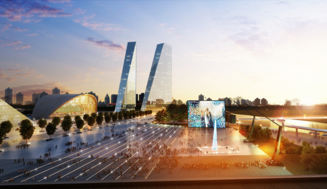 Parliamentary gardens in Mnevniki. Concept of the riverfront development of the Moskva River  Meganom