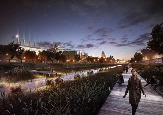 Concept of the riverfront development of the Moskva River  Meganom