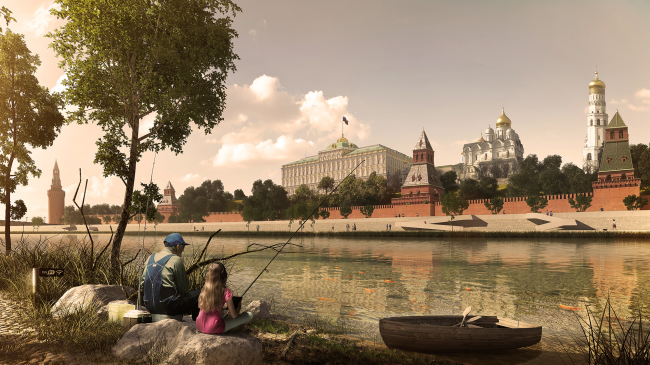 Concept of the riverfront development of the Moskva River  Meganom