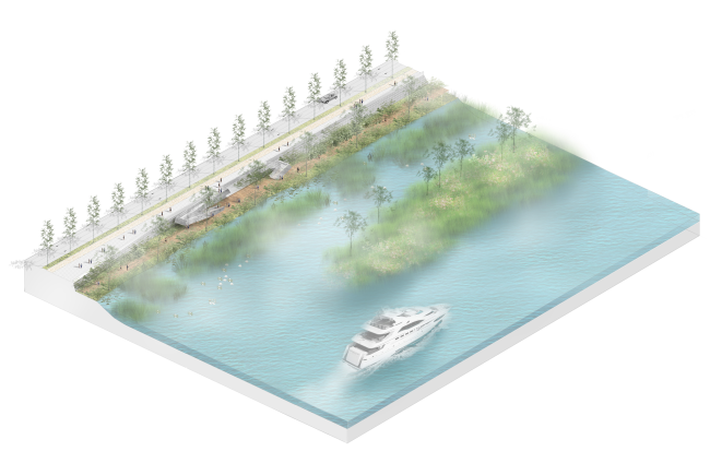 Concept of the riverfront development of the Moskva River  Meganom