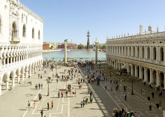 Meganom took Venice's San Marco as the prototype of its concept. Concept of the riverfront development of the Moskva River  Meganom