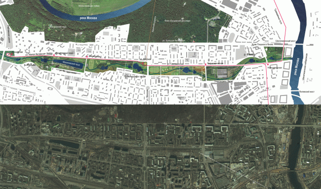 Proposal of developing the Filka River. Concept of the riverfront development of the Moskva River � Ostozhenka