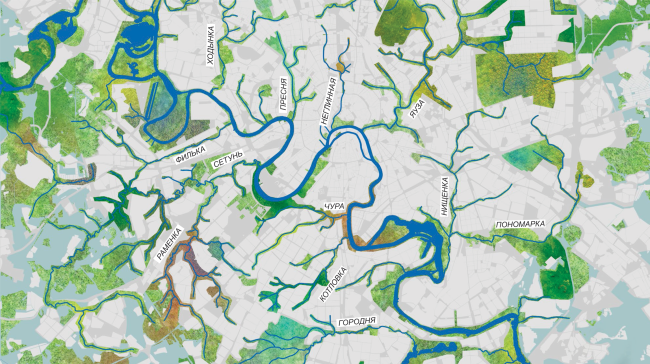 Concept of the riverfront development of the Moskva River  Ostozhenka