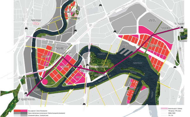 ZIL Plant. Concept of the riverfront development of the Moskva River  Ostozhenka