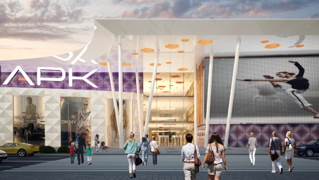 Shopping and entertainment center "Atlaspark" in Zhukovsky. Central entrance  UNK project