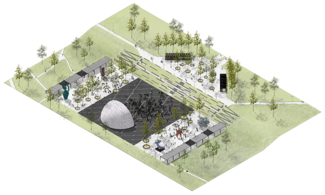 Main square. Concept of the landscape development of "Mitino" Park. Landscape design studio Arteza � Arteza