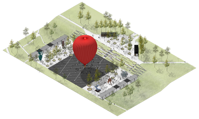 Main square. Concept of the landscape development of "Mitino" Park. Landscape design studio Arteza � Arteza