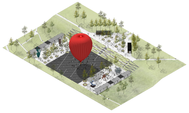 Main square. Concept of the landscape development of "Mitino" Park. Landscape design studio Arteza  Arteza