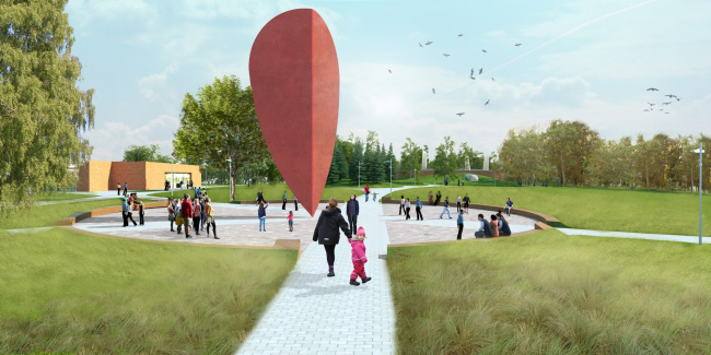 Entrance group. Concept of the landscape development of "Mitino" Park. Landscape design studio Arteza  Arteza