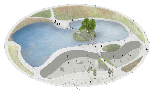 Skate park. Concept of the landscape development of "Mitino" Park. Landscape design studio Arteza  Arteza