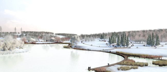 Overview. Concept of the landscape development of "Mitino" Park. Landscape design studio Arteza � Arteza