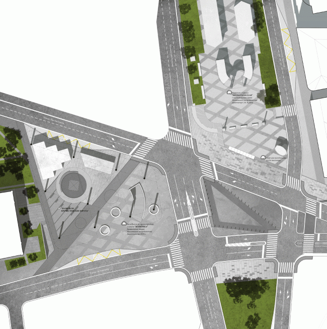 Fragment: Prechistenskiye Vorota Square. Volkhonka Quarters - Culture Territory - Volkhonka Archive. Architectural and town-planning survey  "Ostozhenka" Bureau