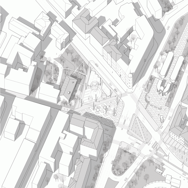Perspective geometry of the Prechistenskiye Vorota Square. Volkhonka Quarters - Culture Territory - Volkhonka Archive. Architectural and town-planning survey  "Ostozhenka" Bureau