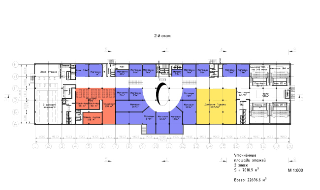 Multifunctional retail center "Five Planets". Plan of the second floor  Totan Kuzembaev Architectural Studio