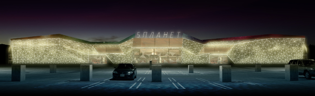 Multifunctional retail center "Five Planets". Nighttime backlight  Totan Kuzembaev Architectural Studio